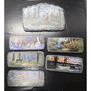 Welcome to our Home  Sign Plaque By Joe Hautman Bradford Exchange Deer Seasons